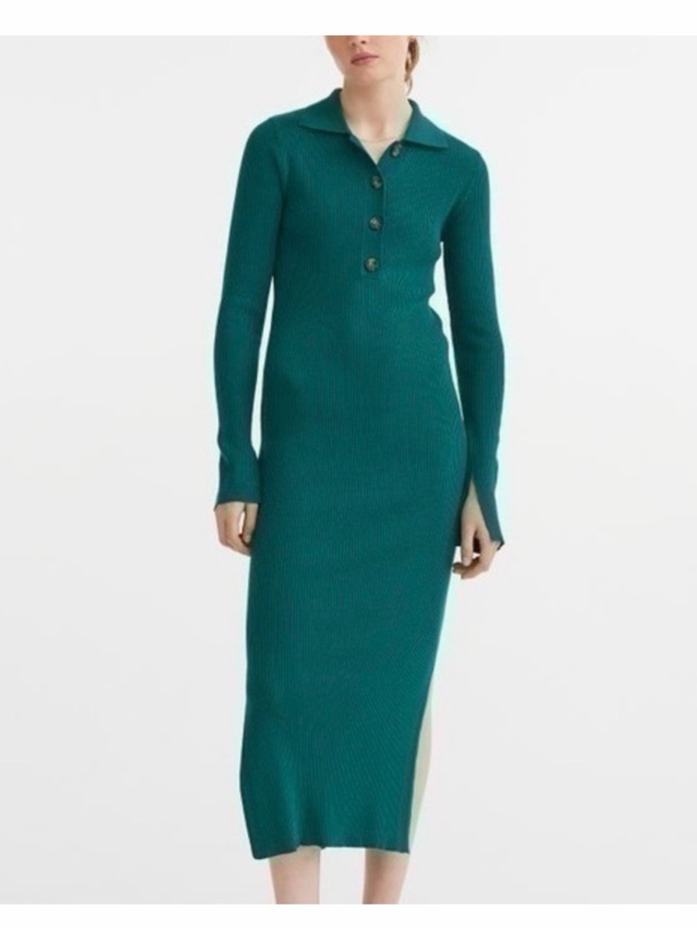 Never worn H&M Teal Ribbed Long Sleeve Dress NEVER WORN